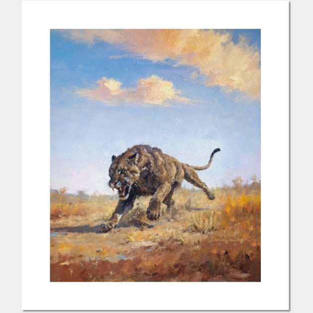 Leaping Lioness Apex Predator Of The Savannah Wall Art by PositiefVibez